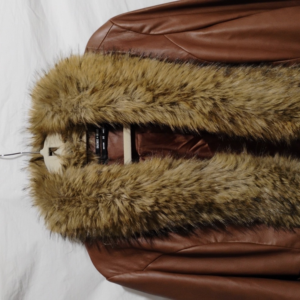 SALE! Silence & Noise Brianna Faux Fur Trim Jacket Sz.L Never Worn No Tags - Picture 2 of 9